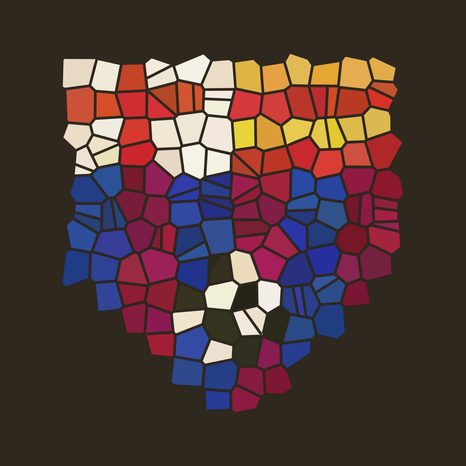 A completed mosaic in Ryan's gallery — the Barça crest in trencadís, laid one tile per correct answer.
